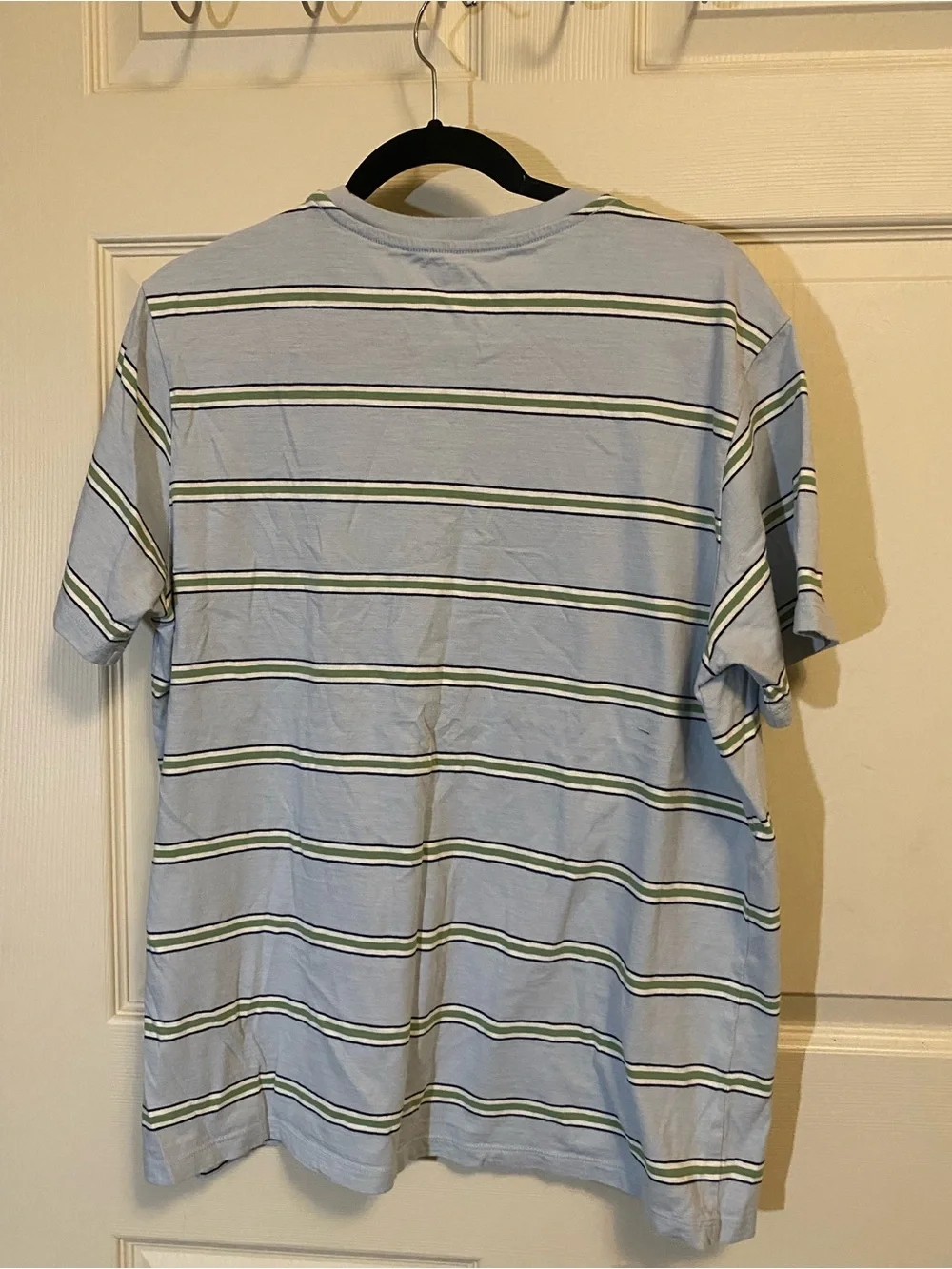 Levi's Light Blue Striped Pocket Tee with Green & Navy Accents